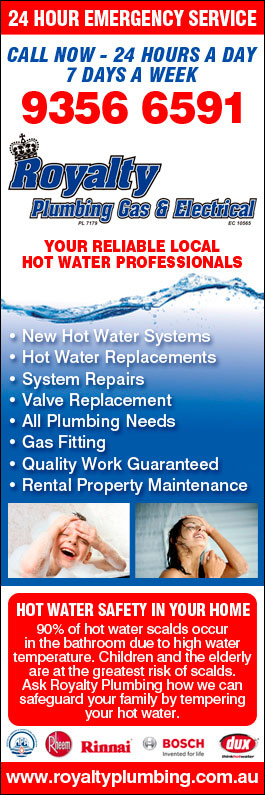 Royalty Plumbing, Gas and Electrical - Promotion