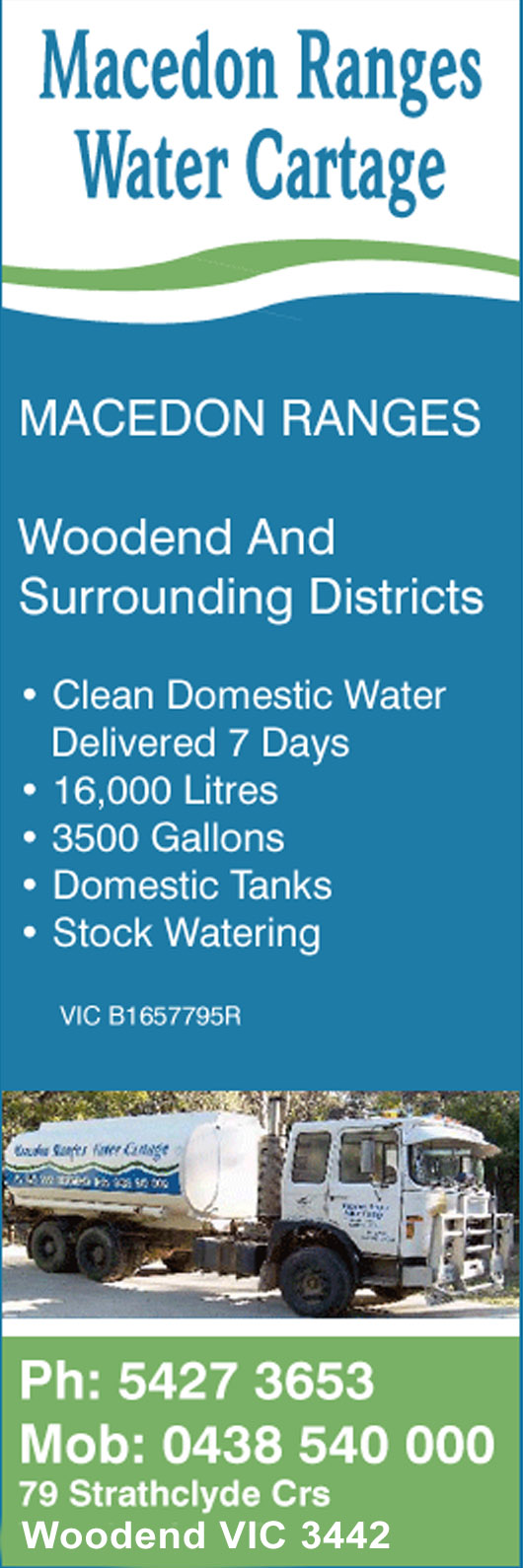 Macedon Ranges Water Cartage - Promotion