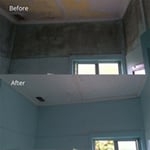 Before and after mould treatment. No re-painting done.