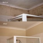 Before and after mould treatment. No re-painting done.