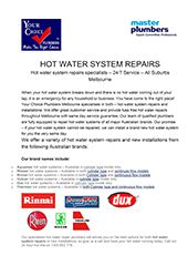 Hot Water System Repairs
