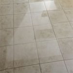 Partially cleaned tiled floors