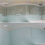 Before and after mould treatment. No re-painting done.