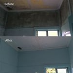 Before and after mould treatment. No re-painting done.